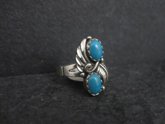 Vintage Southwestern Sterling Turquoise Feather R… - image 2