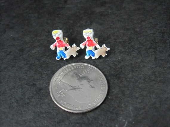 Vintage Gold Filled Enamel Mr Bill and Spot Earri… - image 3