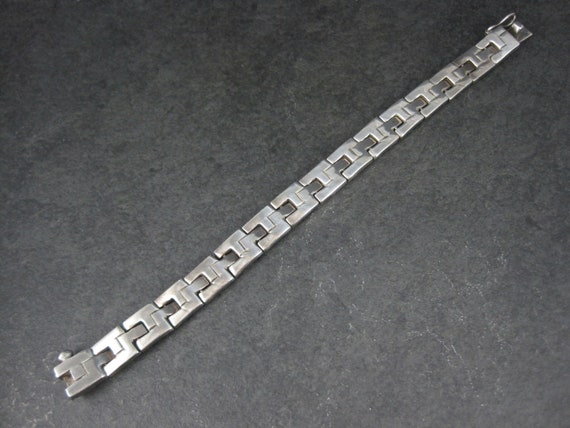 Heavy Vintage Mexican Sterling Link Bracelet 7.5 … - image 8
