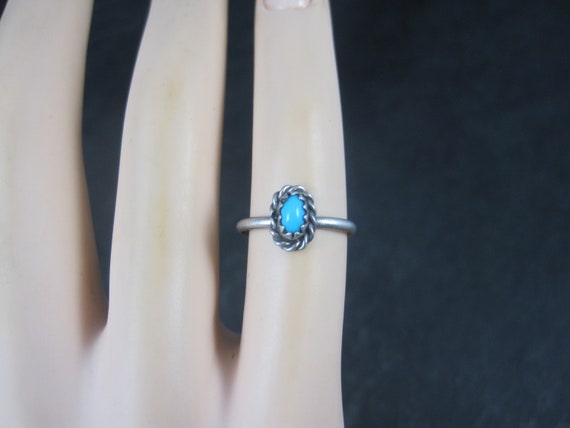 Dainty Southwestern Sterling Turquoise Ring Size 4 - image 5