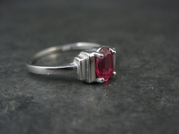 Estate Sterling Ruby Solitaire Ring Size 8 - image 11