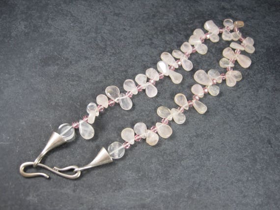 Vintage Sterling Rose Quartz Choker Necklace Caro… - image 7