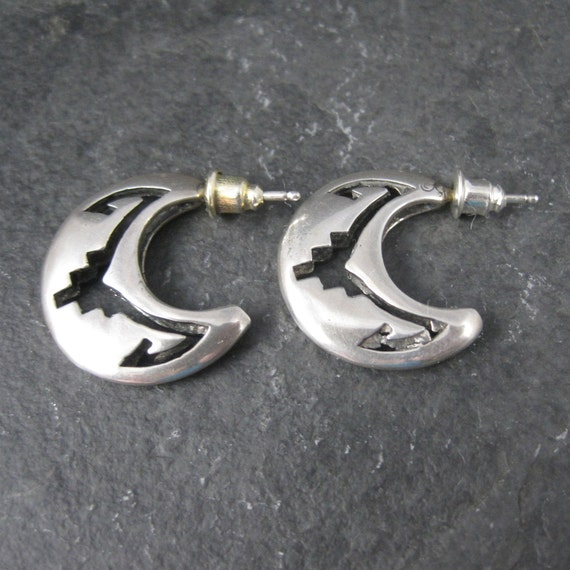 Southwestern Sterling Cresent Moon Earrings - image 1