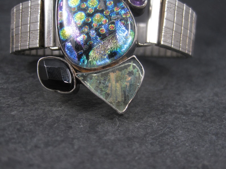 Huge Estate Designer Art Glass Gemstone Biwa Pearl Bracelet