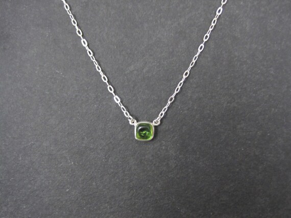 Green Cast Glass Necklace Sterling Silver 16-17 I… - image 4