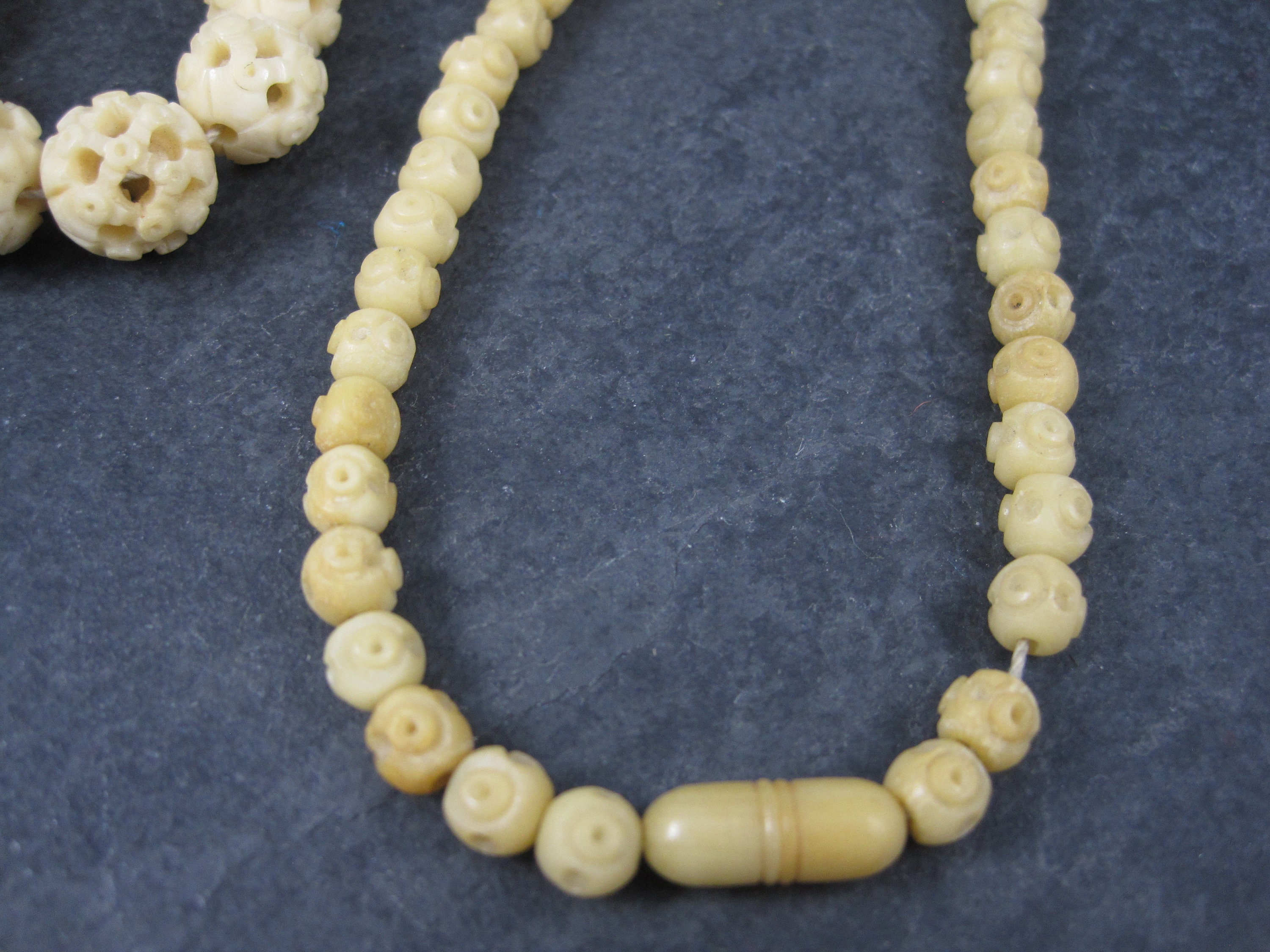 Vintage Carved Bone Three Strand Bead Necklace Vintage Carved Bone Necklace  Ethnic Jewelry - Etsy