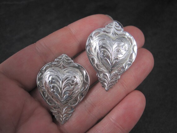 Western Heart Earrings Silver Plated Circle Y of … - image 8