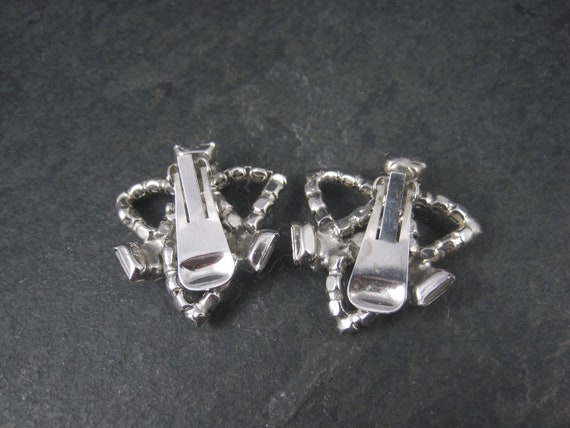 Large Vintage Clear Rhinestone Clip On Earrings - image 6