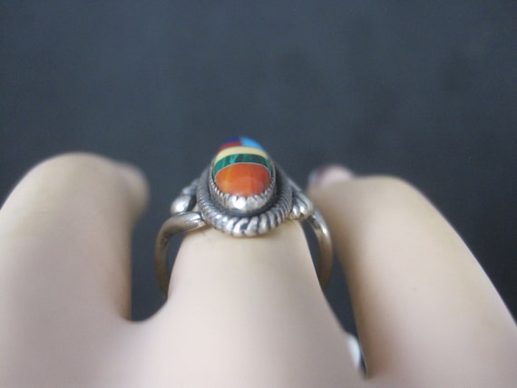 Southwestern Sterling Inlay Ring New Old Stock Si… - image 9