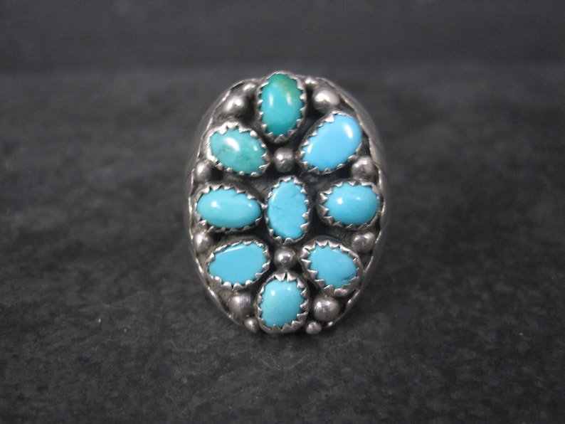 Heavy Vintage Southwestern Sterling Turquoise Ring Size 9