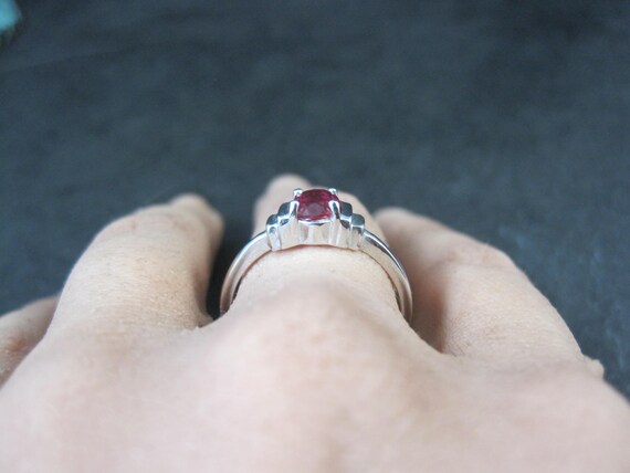 Estate Sterling Ruby Solitaire Ring Size 8 - image 17
