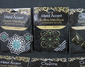 Destash Lot of 7 Cousins Metal Accent Pendant Charms