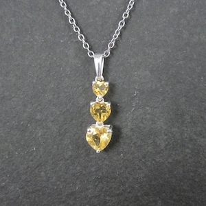 Citrine Heart Pendant Sterling Silver Estate Jewelry