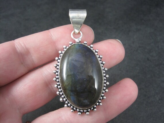 Large Vintage Sterling Labradorite Pendant - image 7