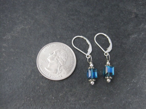 Sterling Caribbean Blue Crystal Earrings - image 4