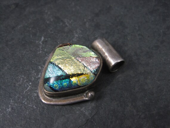 Vintage Sterling Dichroic Glass Pendant - image 4