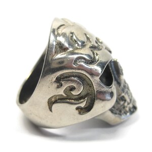 Mens Vintage Sterling Vampire Skull Ring Size 11 image 8