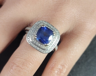 Vintage 14K Sapphire Diamond Engagement Ring Size 6