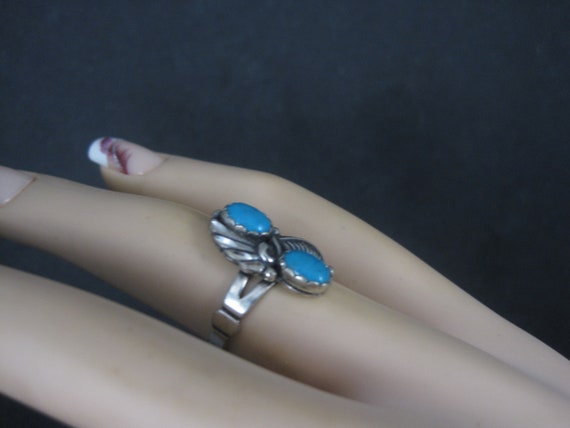 Vintage Southwestern Sterling Turquoise Feather R… - image 6