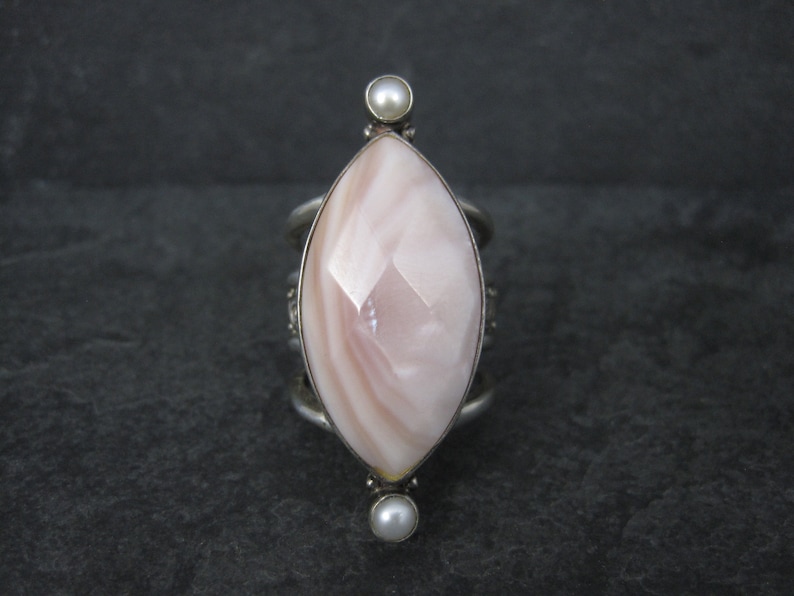 Estate Sajen Sterling Pink Mother of Pearl Ring Size 7