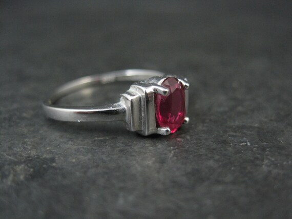 Estate Sterling Ruby Solitaire Ring Size 8 - image 2
