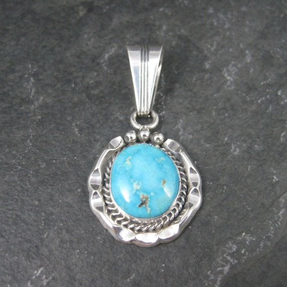 Native American Sterling Turquoise Pendant Running Bear Trading