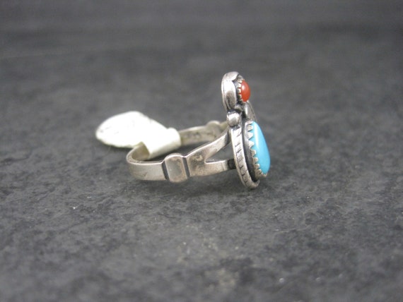 Southwestern Sterling Turquoise Coral Feather Ring - image 3