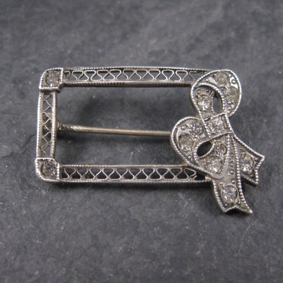 Antique Sterling Paste Diamond Bow Brooch - image 1