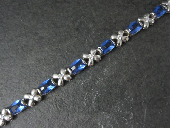 Sterling Faux Sapphire Bracelet 7 Inches - image 2
