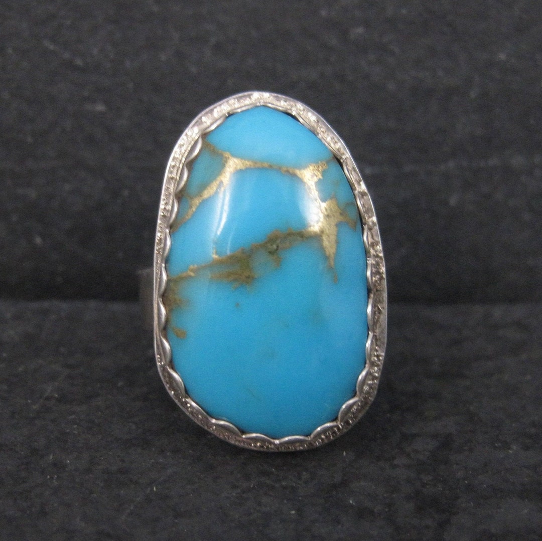 Vintage Silver Navajo Turquoise Ring Size 10.5 main image 0