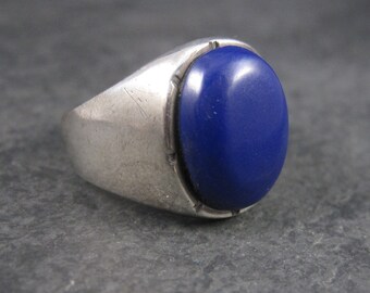 Mens Sterling Blue Enamel Ring Size 10