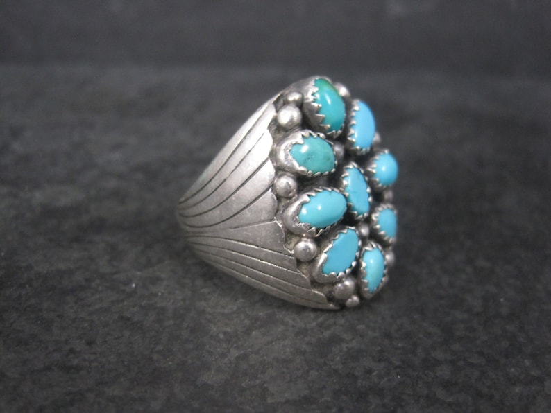 Heavy Vintage Southwestern Sterling Turquoise Ring Size 9