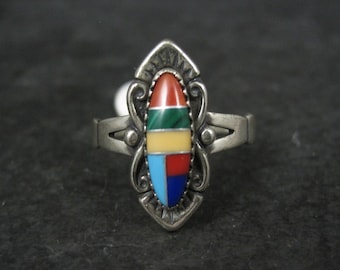 Vintage Southwestern Sterling Silver Inlay Ring New Old Stock Multiple Sizes Available