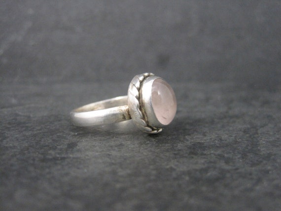 Simple 90s Sterling Rose Quartz Ring Size 7.75 - image 2