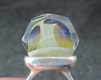 Unusual Sterling Art Glass Ring Size 8