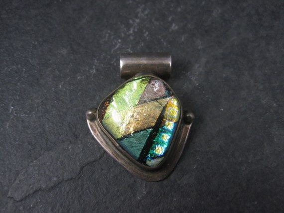 Vintage Sterling Dichroic Glass Pendant - image 7