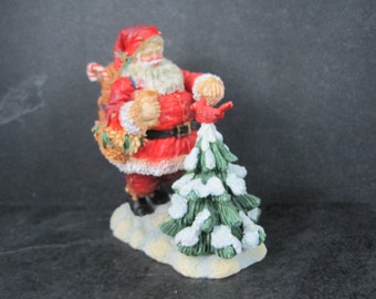 1993 Enesco Woodland Santa with Cardinal Figurine Resin New Old Stock