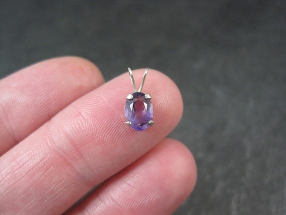 Tiny Oval Amethyst Pendant - image 1
