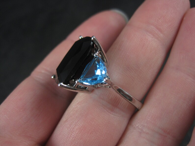 Huge Sterling Black Tourmaline Topaz Ring Size 7