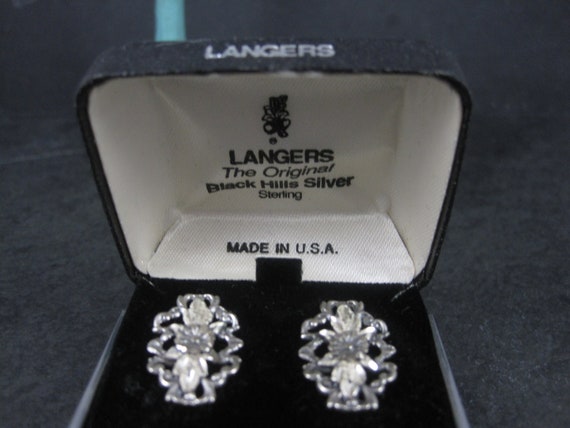 Vintage Sterling Diamond Cut Flower Earrings Lang… - image 3