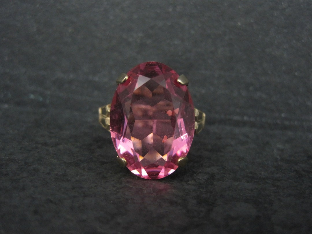 Antique Gold Filled Pink Glass Ring Size 7 Etsy