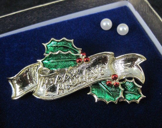 Broches émaillées Noël : Couronne Et Sapin - Lot De 2 Pins Décoratifs, Neufs Avec étiquettes