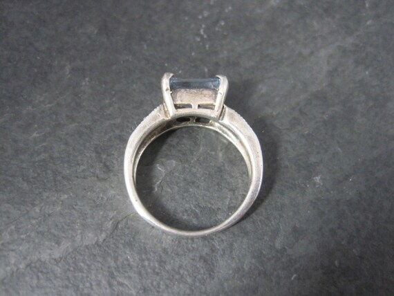 Vintage Sterling Blue Topaz Marcasite Ring Size 6 - image 4