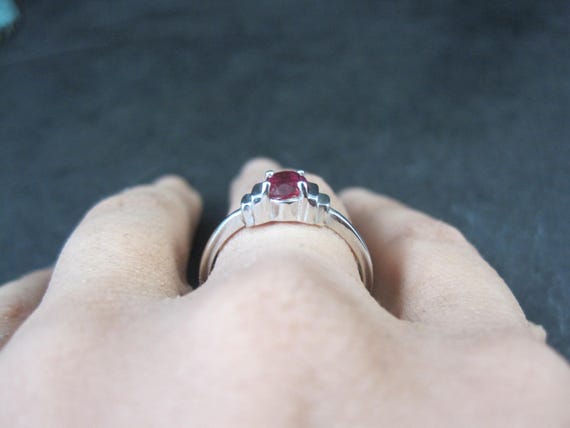 Estate Sterling Ruby Solitaire Ring Size 8 - image 8