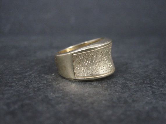 Wide Vintage 18K Vermeil Sterling Textured Ring C… - image 2