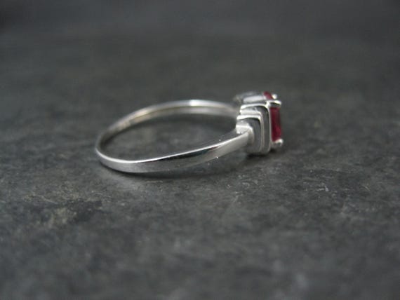Estate Sterling Ruby Solitaire Ring Size 8 - image 12