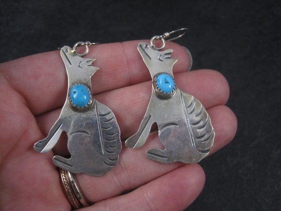 Vintage Southwestern Sterling Coyote Turquoise Ea… - image 7