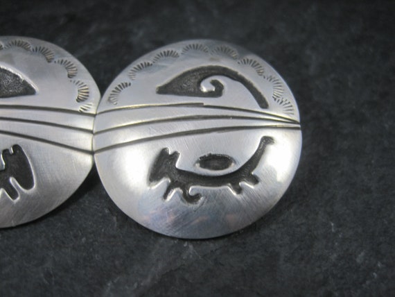 Large Sterling Native American Earrings Signed - image 3