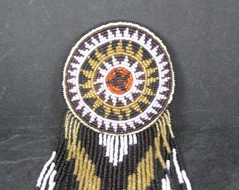 Huge Southwestern 13" Beaded Rosette Hair Clip Barrette Regalia