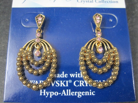 Estate Pink Crystal Earrings - image 2